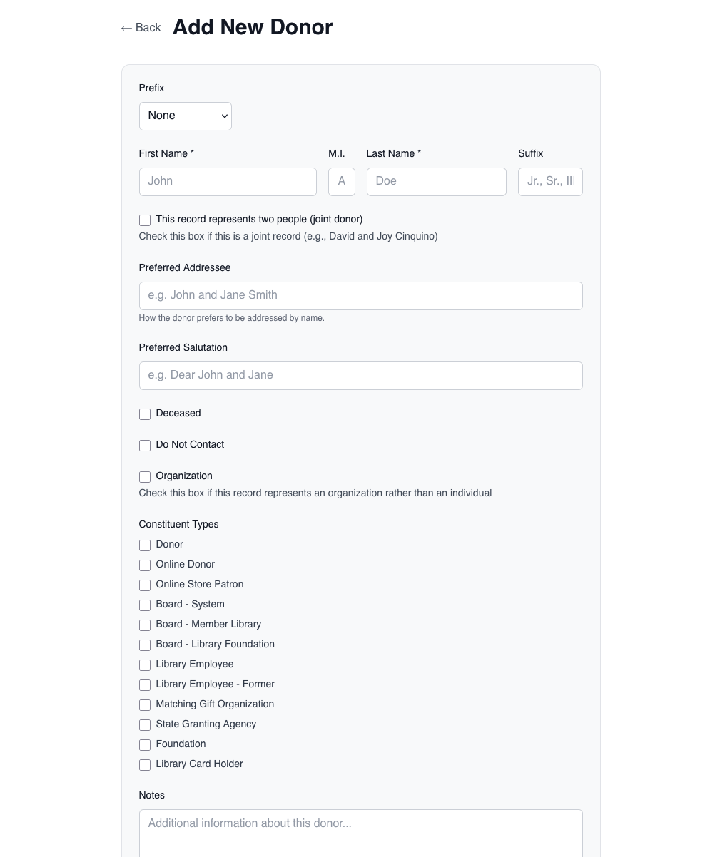 Create Donor