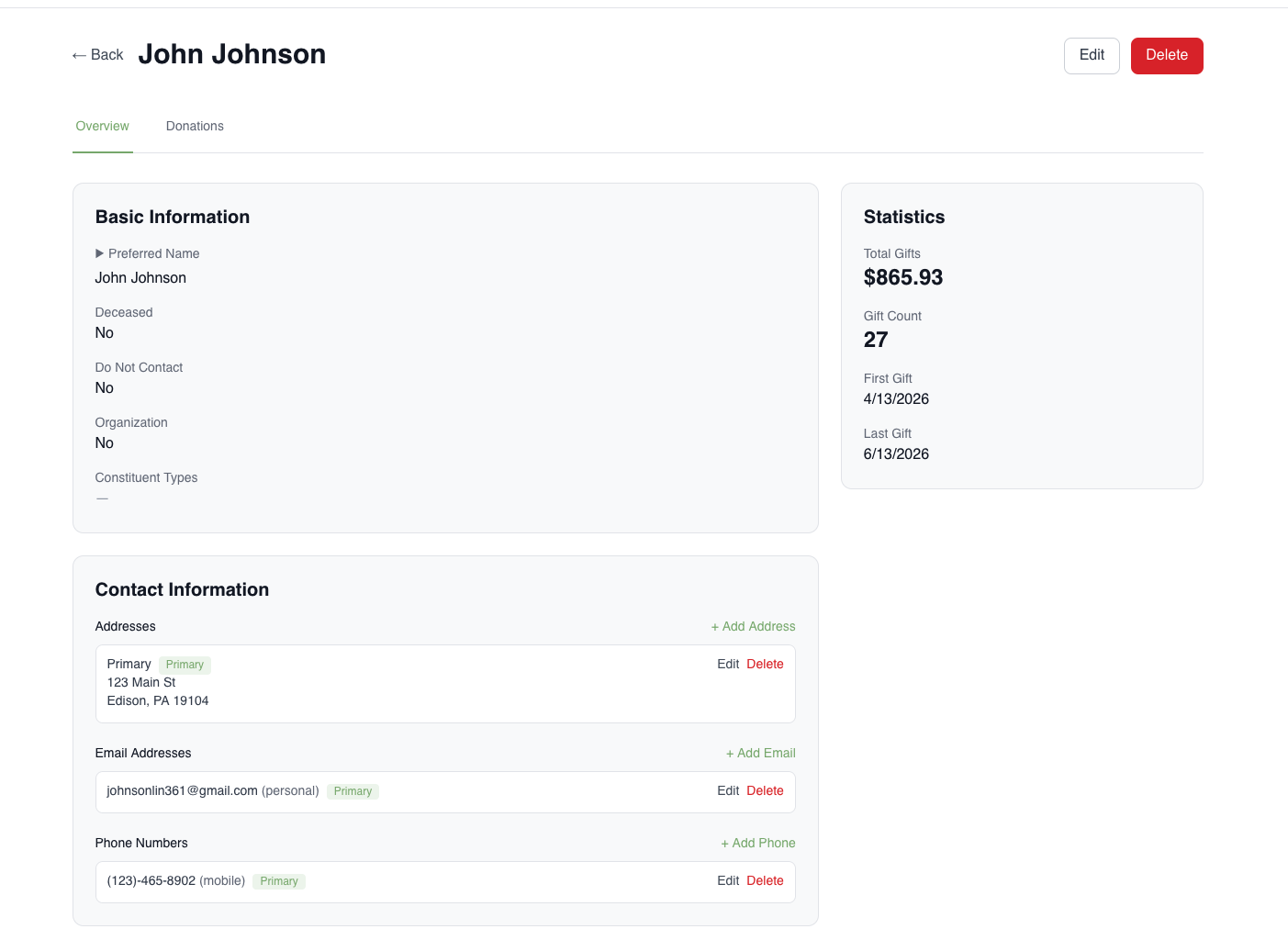 View Donor In Detail